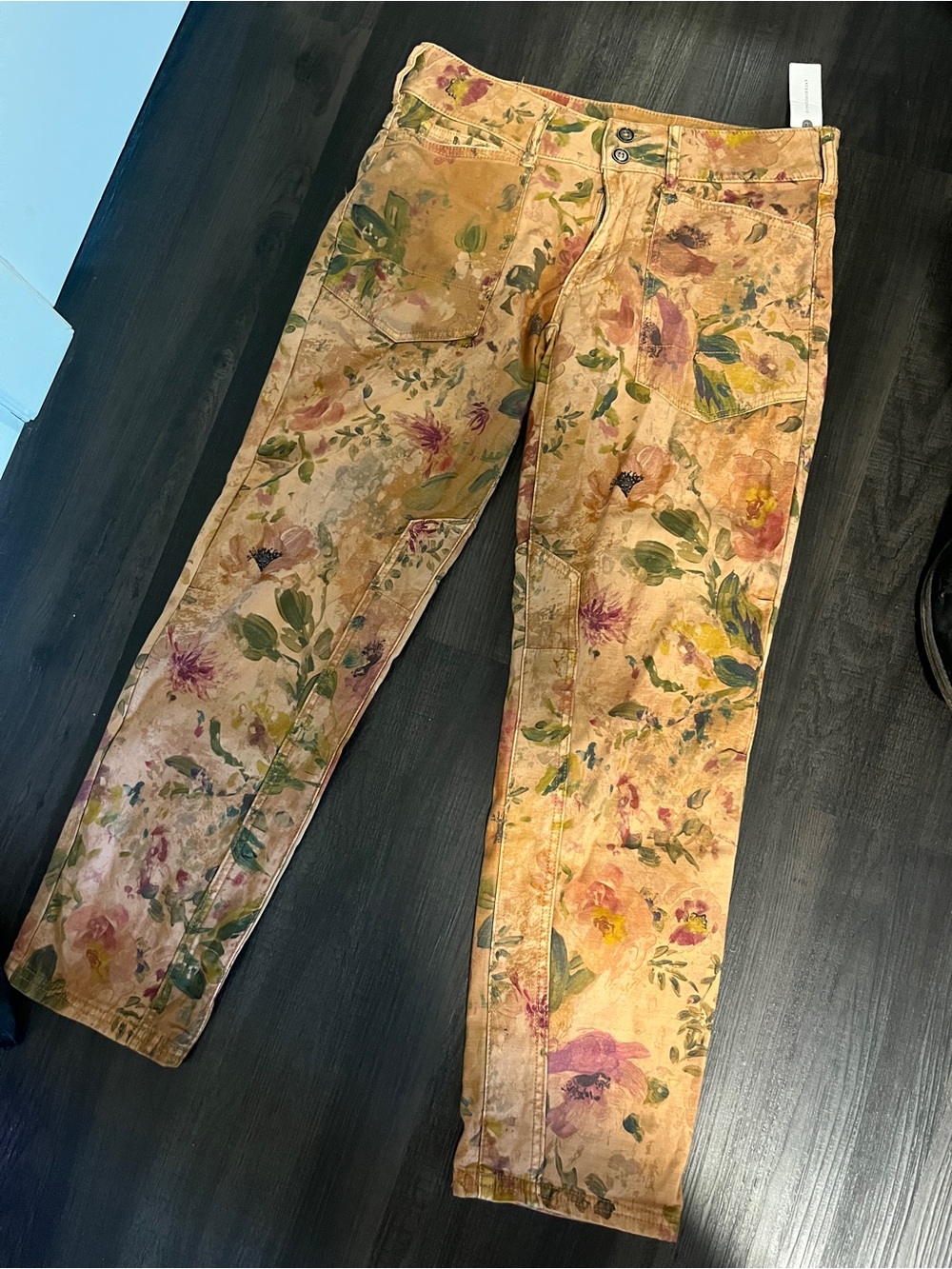 Anthropologie Floral Straight-Leg Pants